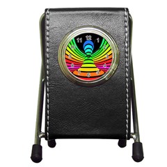 Twisted Motion Rainbow Colors Line Wave Chevron Waves Pen Holder Desk Clocks by Mariart