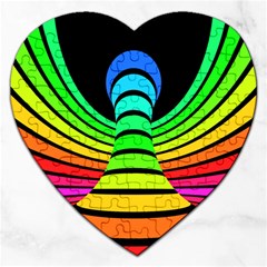 Twisted Motion Rainbow Colors Line Wave Chevron Waves Jigsaw Puzzle (heart) by Mariart