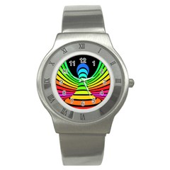 Twisted Motion Rainbow Colors Line Wave Chevron Waves Stainless Steel Watch by Mariart