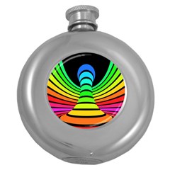 Twisted Motion Rainbow Colors Line Wave Chevron Waves Round Hip Flask (5 Oz) by Mariart