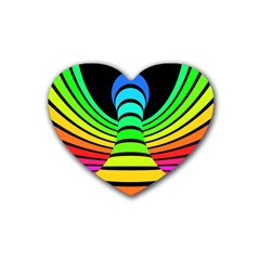 Twisted Motion Rainbow Colors Line Wave Chevron Waves Rubber Coaster (heart)  by Mariart