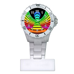 Twisted Motion Rainbow Colors Line Wave Chevron Waves Plastic Nurses Watch by Mariart