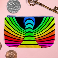 Twisted Motion Rainbow Colors Line Wave Chevron Waves Large Coin Purse