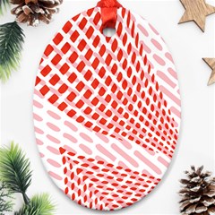 Waves Wave Learning Connection Polka Red Pink Chevron Ornament (oval) by Mariart