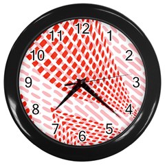 Waves Wave Learning Connection Polka Red Pink Chevron Wall Clocks (black) by Mariart