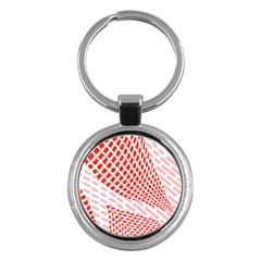 Waves Wave Learning Connection Polka Red Pink Chevron Key Chains (round)  by Mariart