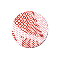 Waves Wave Learning Connection Polka Red Pink Chevron Magnet 3  (round) by Mariart