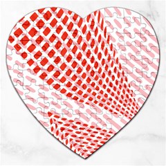 Waves Wave Learning Connection Polka Red Pink Chevron Jigsaw Puzzle (heart) by Mariart