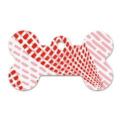 Waves Wave Learning Connection Polka Red Pink Chevron Dog Tag Bone (one Side) by Mariart