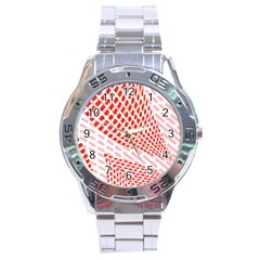 Waves Wave Learning Connection Polka Red Pink Chevron Stainless Steel Analogue Watch