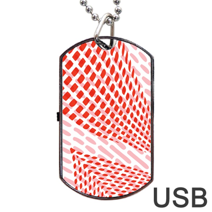 Waves Wave Learning Connection Polka Red Pink Chevron Dog Tag USB Flash (One Side)