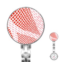 Waves Wave Learning Connection Polka Red Pink Chevron Stainless Steel Nurses Watch by Mariart