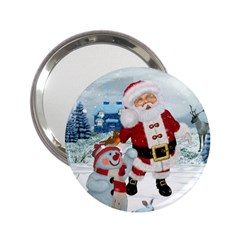 Funny Santa Claus With Snowman 2 25  Handbag Mirrors by FantasyWorld7