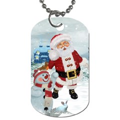 Funny Santa Claus With Snowman Dog Tag (two Sides) by FantasyWorld7