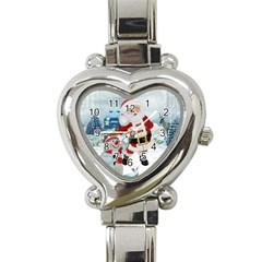 Funny Santa Claus With Snowman Heart Italian Charm Watch by FantasyWorld7