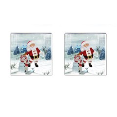 Funny Santa Claus With Snowman Cufflinks (square) by FantasyWorld7