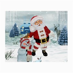 Funny Santa Claus With Snowman Small Glasses Cloth (2-side) by FantasyWorld7