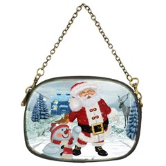 Funny Santa Claus With Snowman Chain Purses (one Side)  by FantasyWorld7