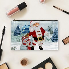 Funny Santa Claus With Snowman Cosmetic Bag (medium)  by FantasyWorld7