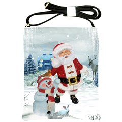 Funny Santa Claus With Snowman Shoulder Sling Bags by FantasyWorld7