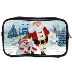 Funny Santa Claus With Snowman Toiletries Bags 2-side by FantasyWorld7