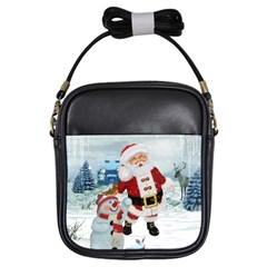 Funny Santa Claus With Snowman Girls Sling Bags by FantasyWorld7