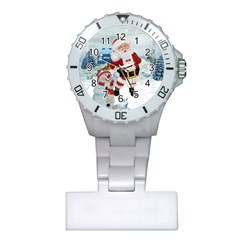 Funny Santa Claus With Snowman Plastic Nurses Watch by FantasyWorld7