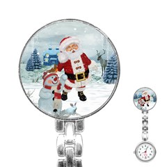 Funny Santa Claus With Snowman Stainless Steel Nurses Watch by FantasyWorld7