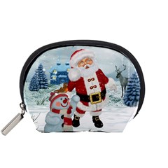 Funny Santa Claus With Snowman Accessory Pouches (small)  by FantasyWorld7