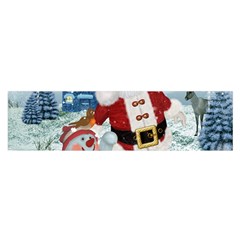 Funny Santa Claus With Snowman Satin Scarf (oblong) by FantasyWorld7