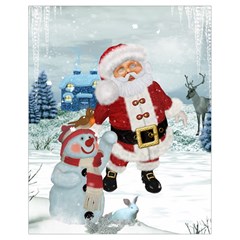 Funny Santa Claus With Snowman Drawstring Bag (small) by FantasyWorld7