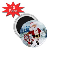 Funny Santa Claus With Snowman 1 75  Magnets (10 Pack)  by FantasyWorld7