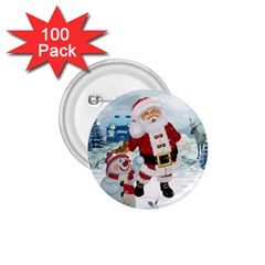 Funny Santa Claus With Snowman 1 75  Buttons (100 Pack)  by FantasyWorld7