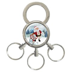 Funny Santa Claus With Snowman 3-ring Key Chains by FantasyWorld7