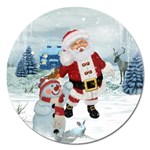 Funny Santa Claus With Snowman Magnet 5  (Round) Front