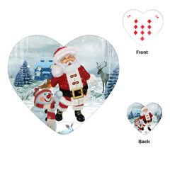 Funny Santa Claus With Snowman Playing Cards (heart)  by FantasyWorld7