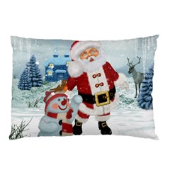 Funny Santa Claus With Snowman Pillow Case by FantasyWorld7