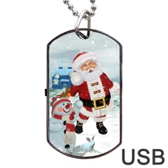 Funny Santa Claus With Snowman Dog Tag Usb Flash (two Sides) by FantasyWorld7