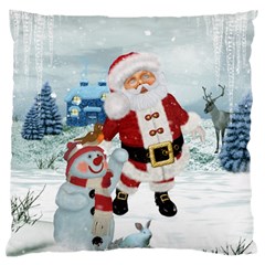 Funny Santa Claus With Snowman Standard Flano Cushion Case (two Sides) by FantasyWorld7