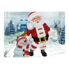 Funny Santa Claus With Snowman Double Sided Flano Blanket (mini)  by FantasyWorld7