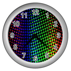 Digitally Created Halftone Dots Abstract Background Design Wall Clocks (silver)  by Nexatart