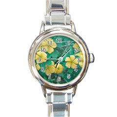 Yellow Flowers At Nature Round Italian Charm Watch by dflcprints