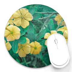 Yellow Flowers At Nature Round Mousepads by dflcprints