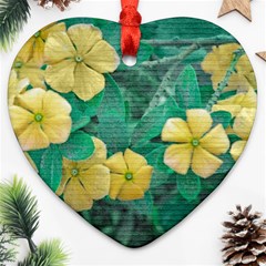 Yellow Flowers At Nature Ornament (heart) by dflcprints