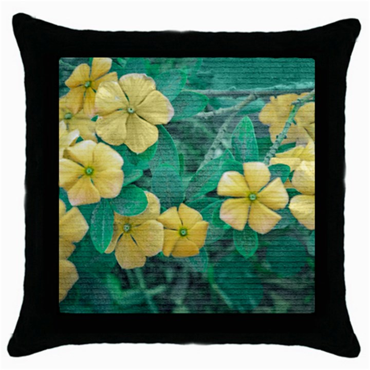 Yellow Flowers At Nature Throw Pillow Case (Black)