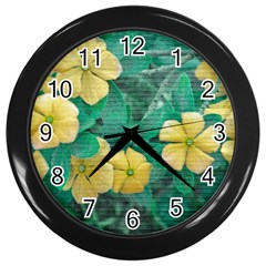 Yellow Flowers At Nature Wall Clocks (black) by dflcprints