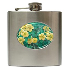 Yellow Flowers At Nature Hip Flask (6 Oz) by dflcprints