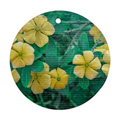 Yellow Flowers At Nature Round Ornament (two Sides) by dflcprints