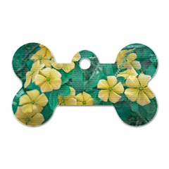 Yellow Flowers At Nature Dog Tag Bone (one Side) by dflcprints