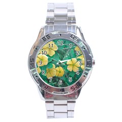 Yellow Flowers At Nature Stainless Steel Analogue Watch by dflcprints